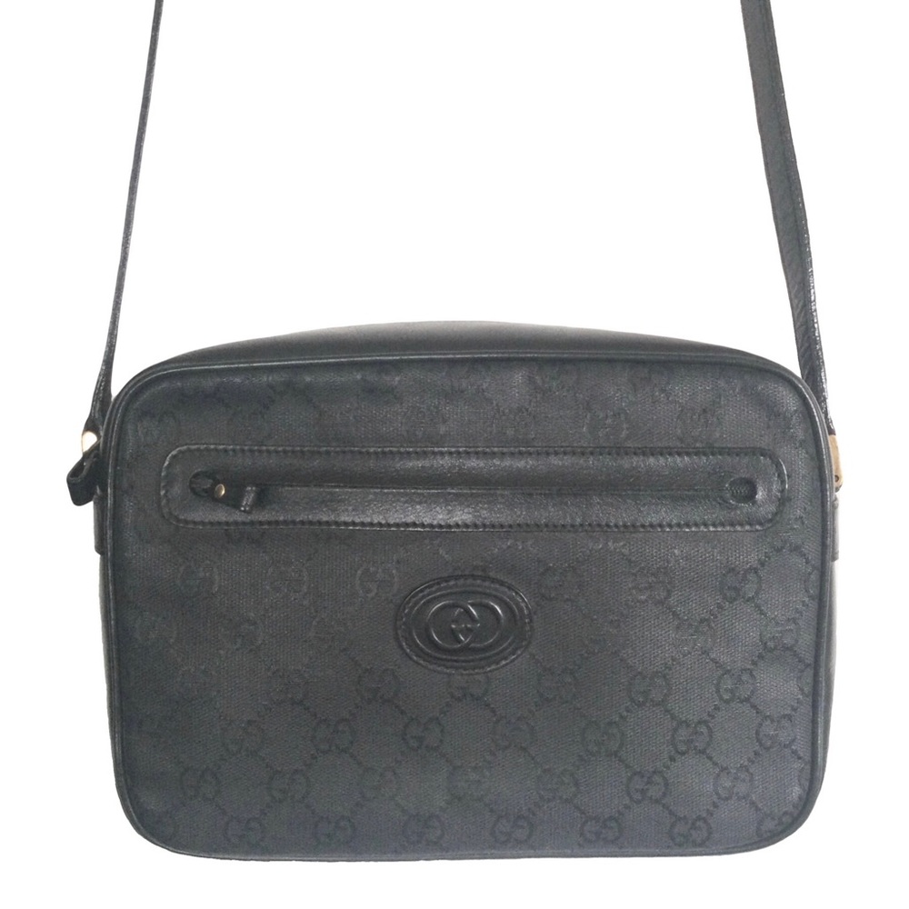 2x HOST PICK Vintage Gucci Black Monogram Crossbody Camera Bag